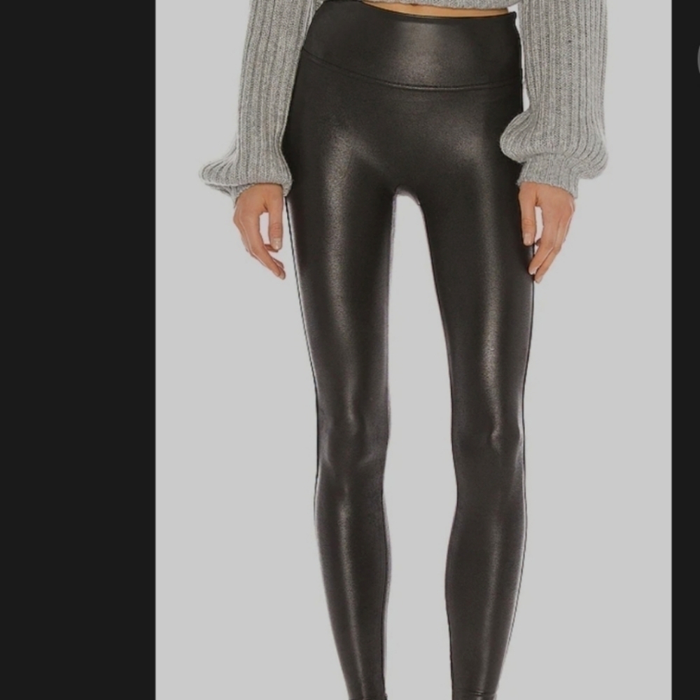 Spanx faux leather black leggings size small